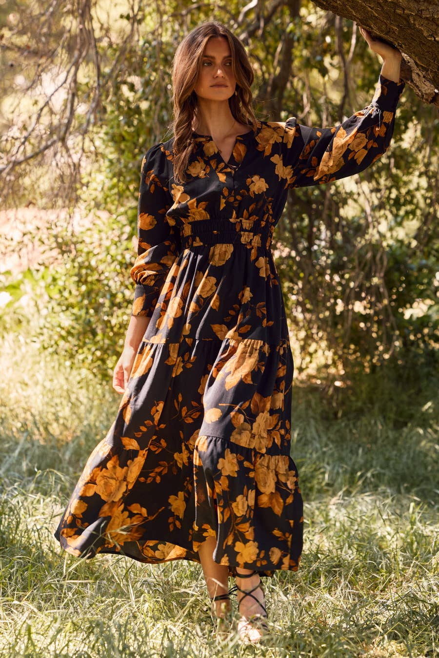 Floral Printed Tiered Maxi Dress