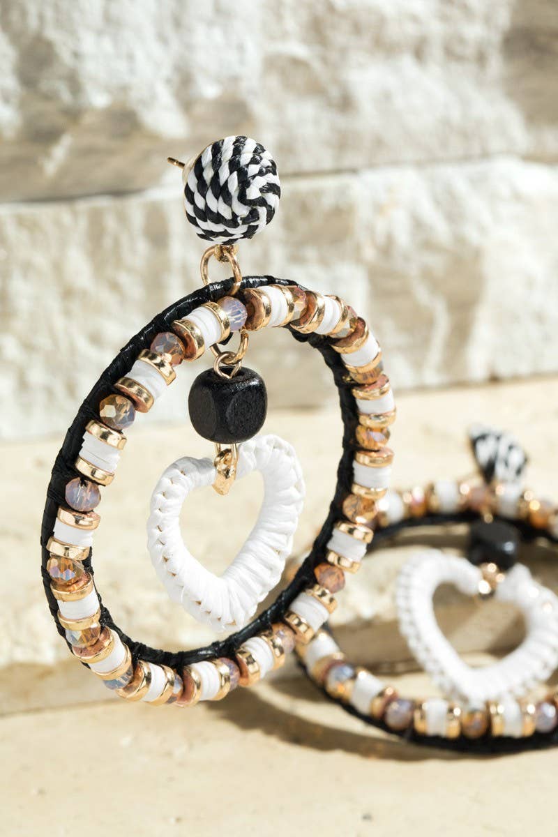 Multi Mix Beads and Rattan Earrings