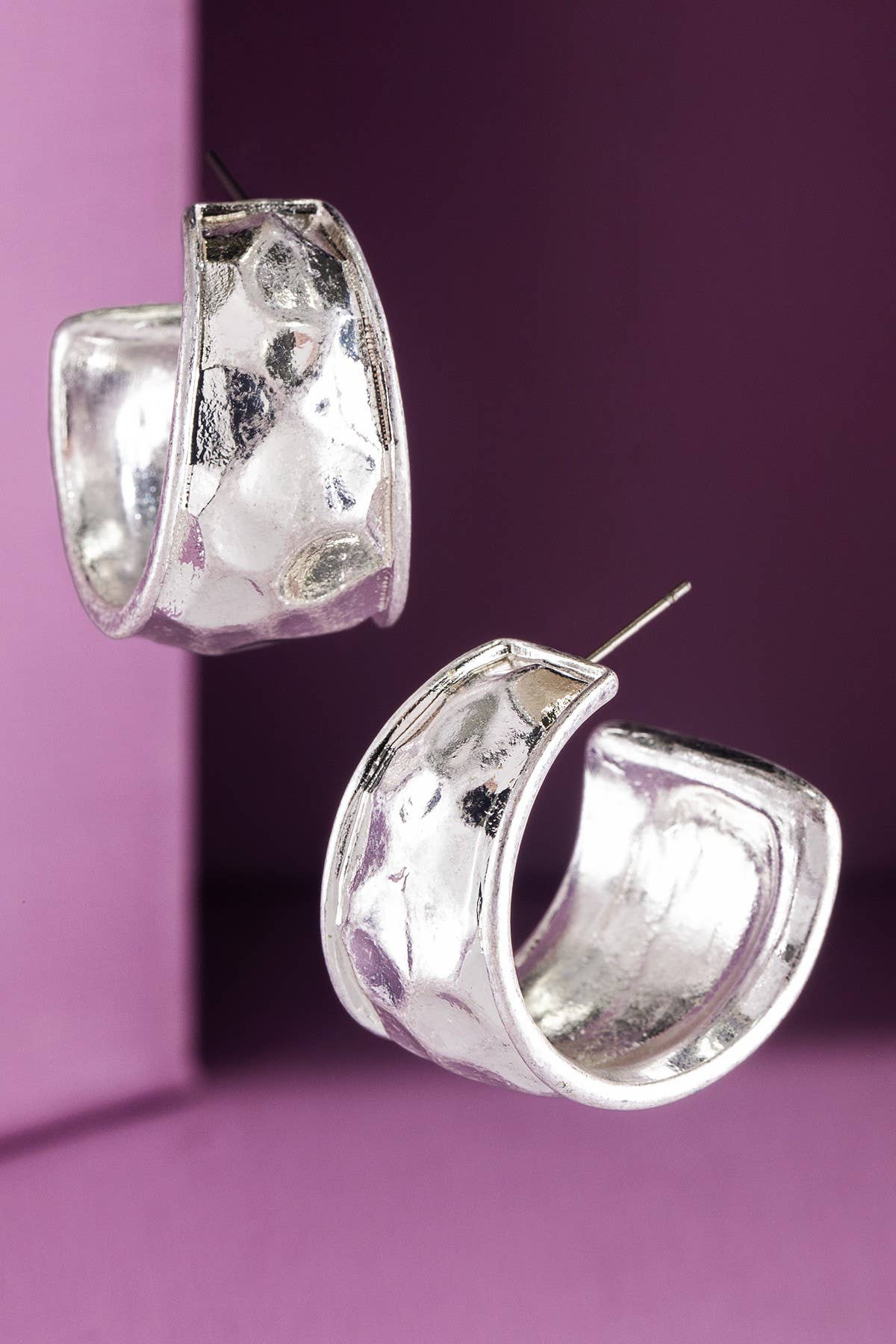 Hypoallergenic Hammered Vintage Metal Hoops