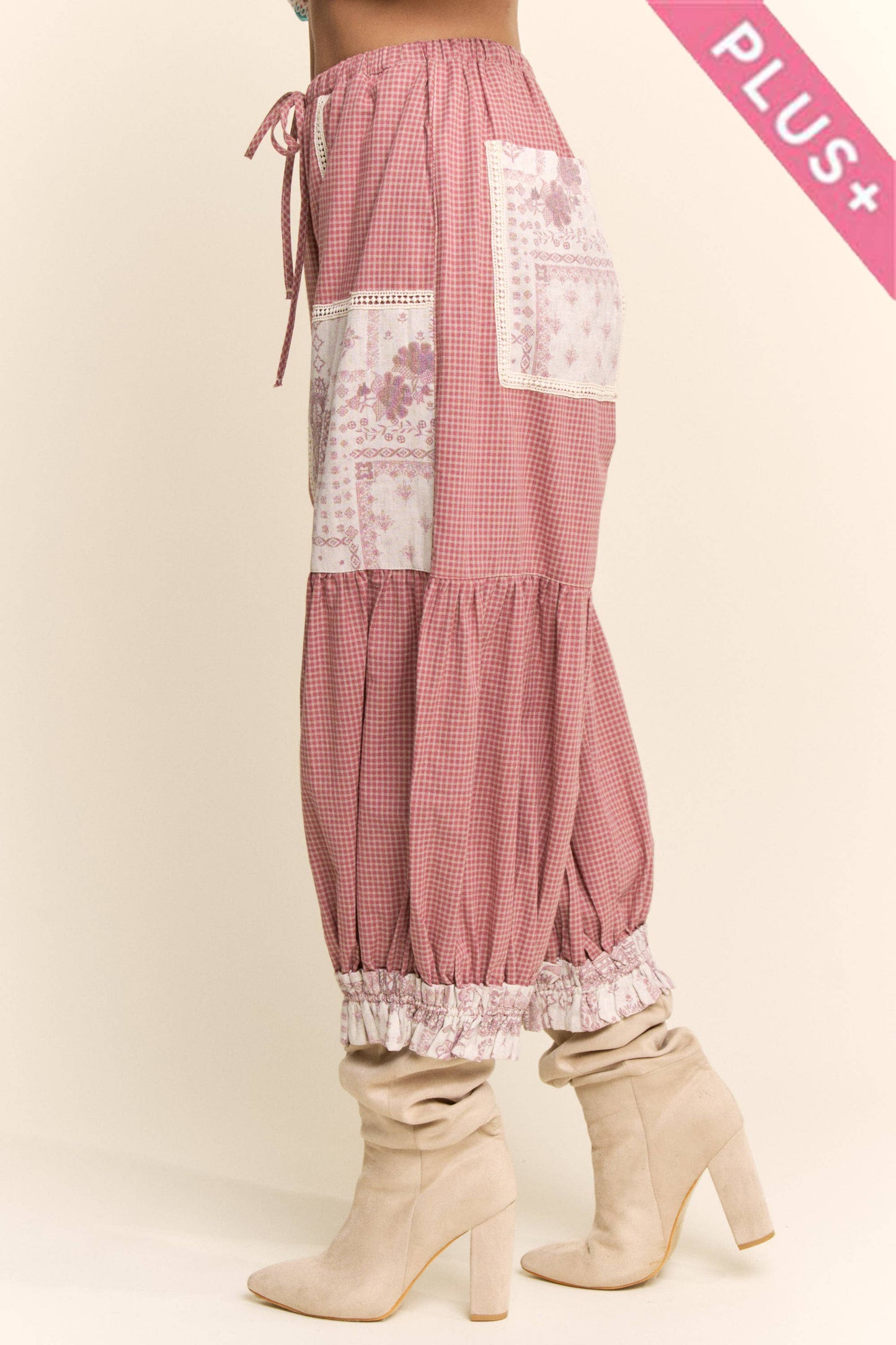 CONTRAST PATCHWORK BLOOMER PANTS