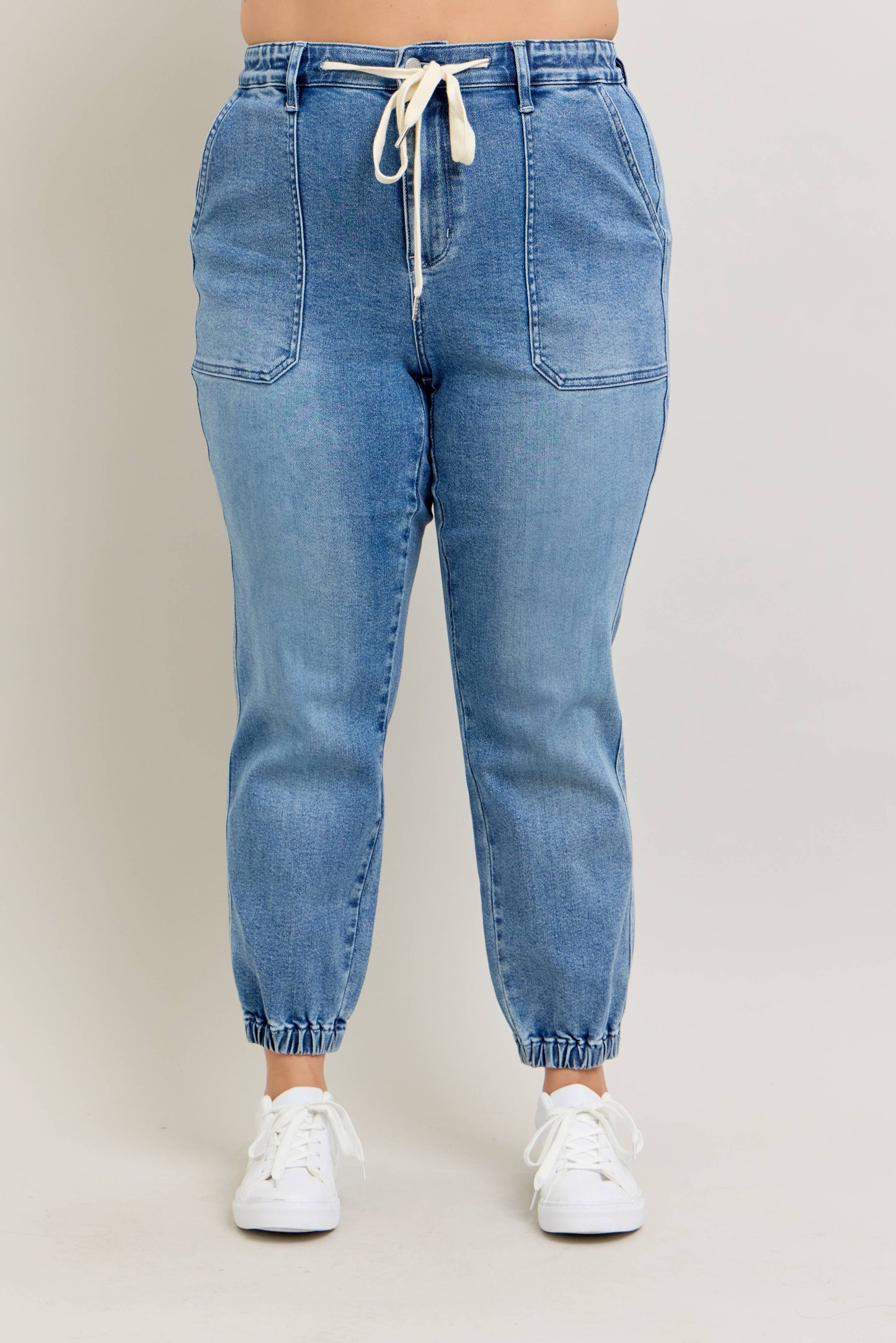 High Waisted Denim Jogger - PLUS