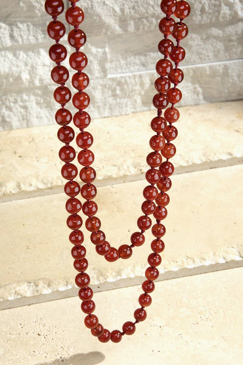 Semi Precious 8mm Long Necklace