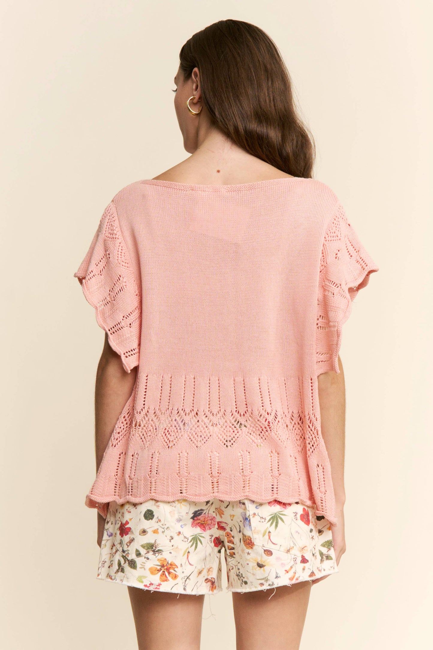 OPEN KNIT SHORT SLEEVE TOP