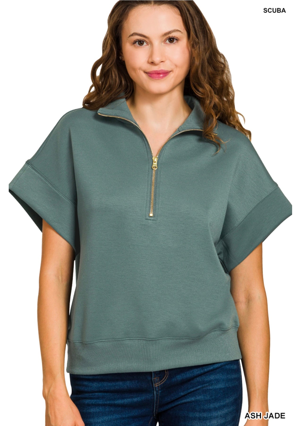 Zenana Half Zip 2 Piece Shorts Set
