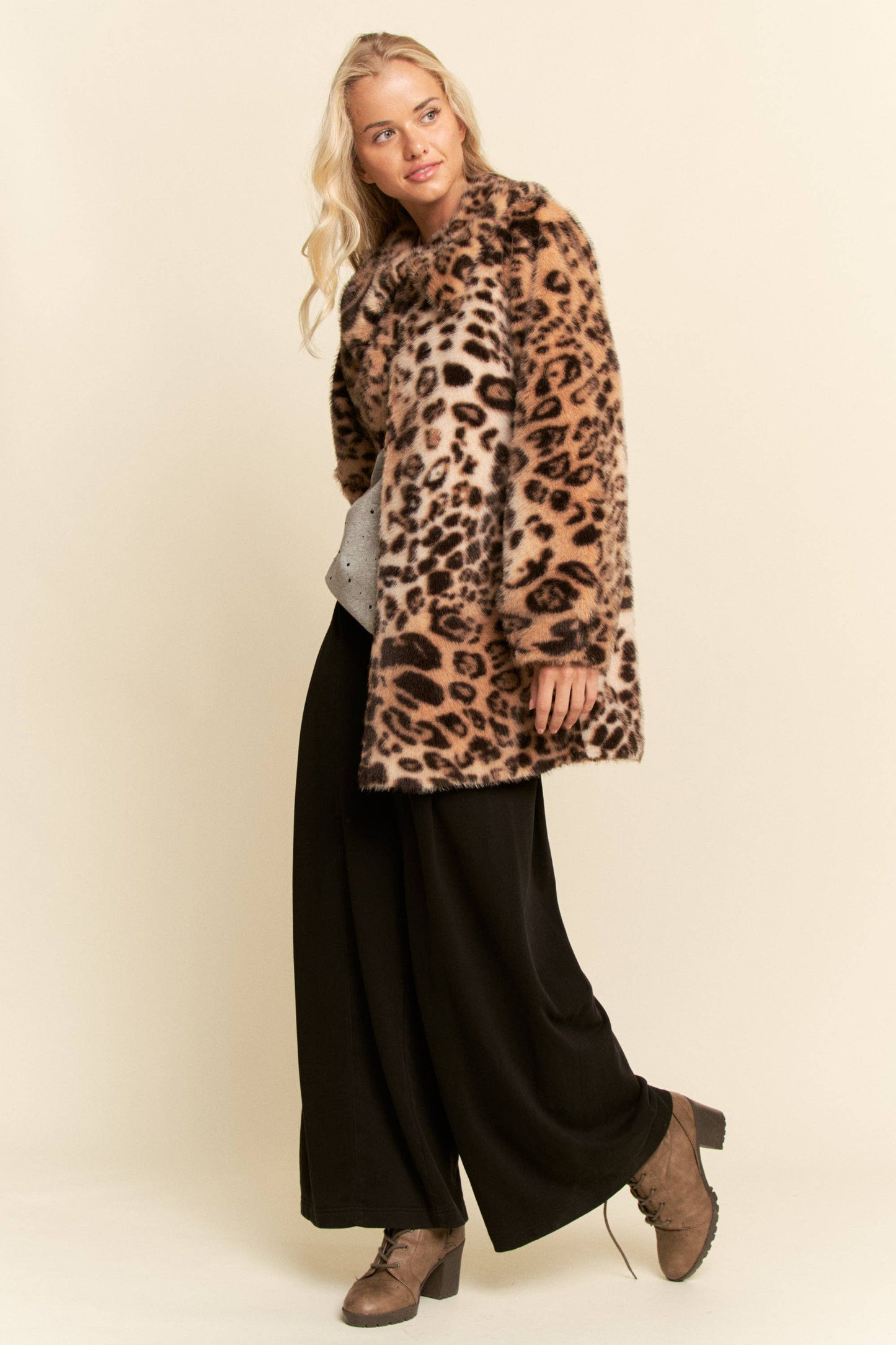 FAUX FUR JACKET LEOPARD PRINT RATHER