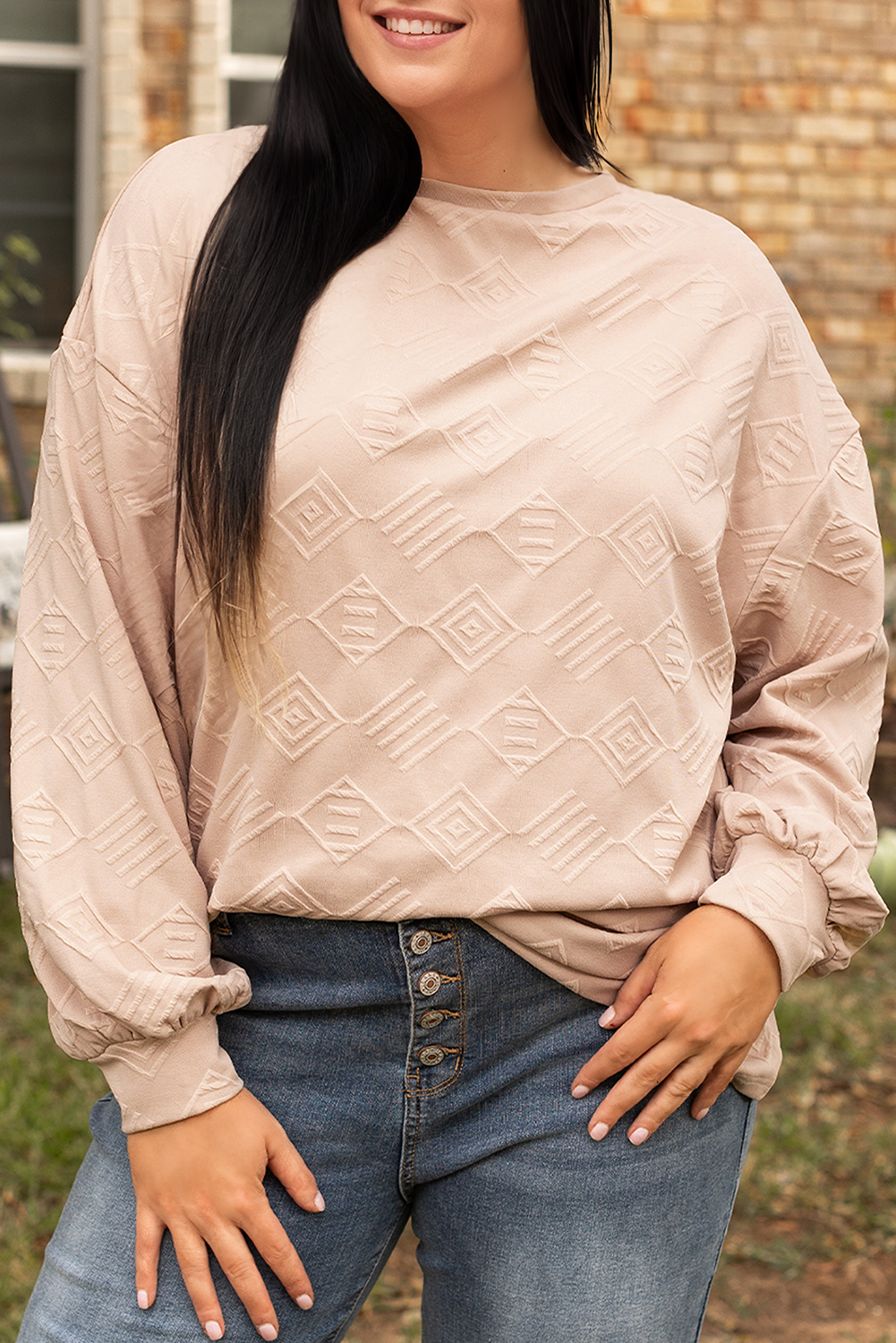 Plus Size Textured Sweatshirt
