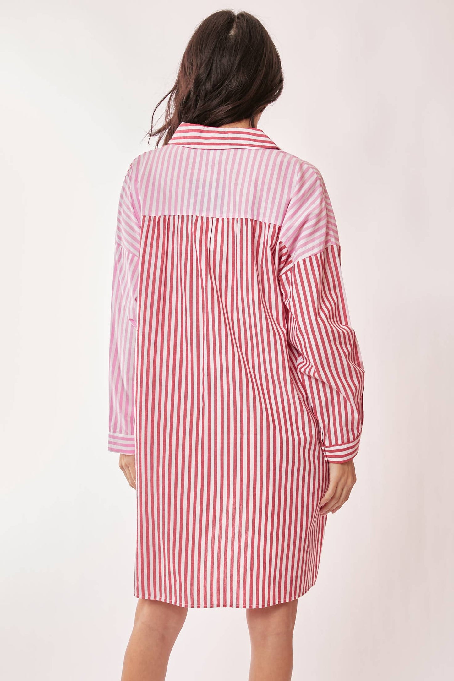 PLUS MULTI COLOR STRIPE BUTTON FRONT TUNIC SHIRT