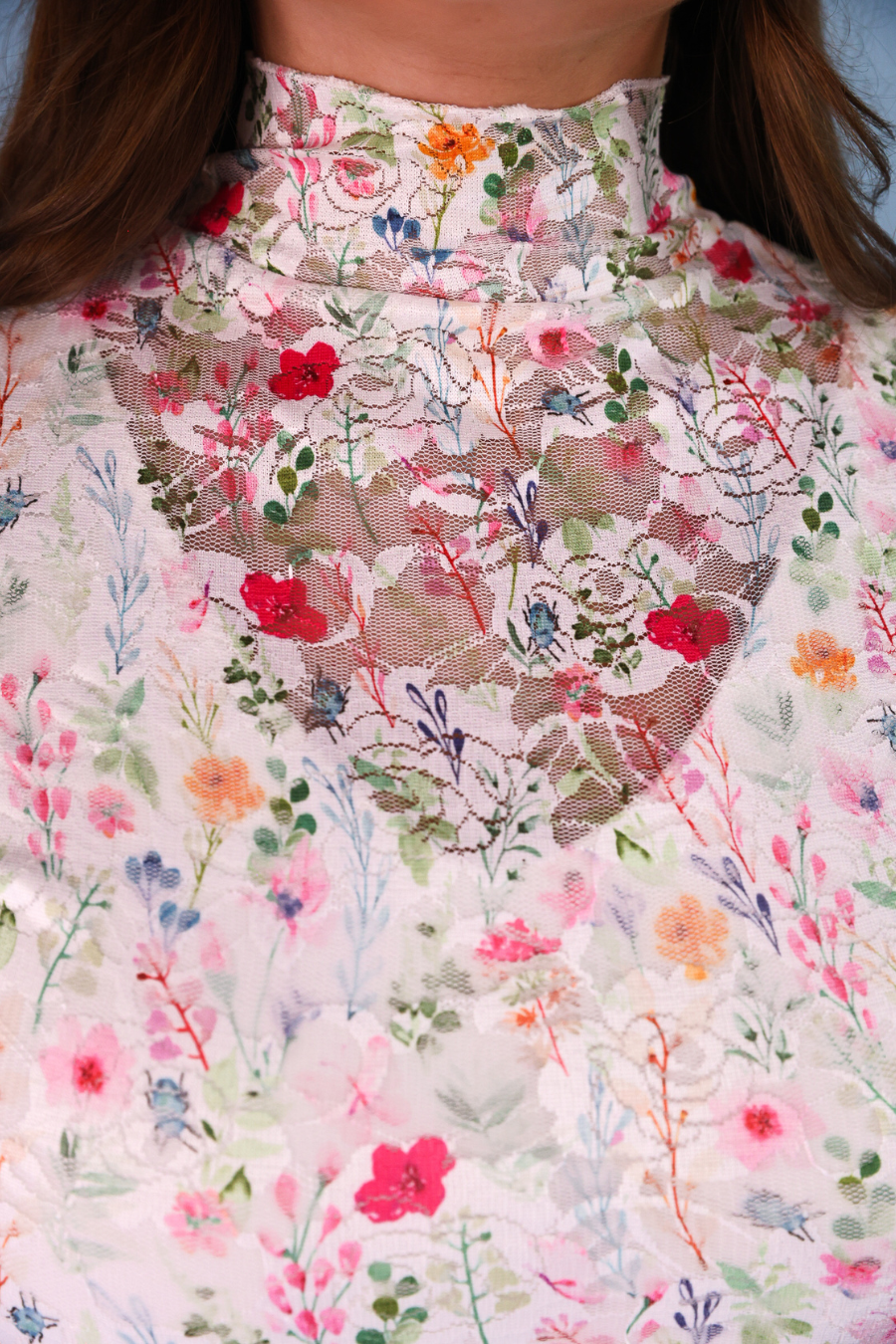 Kylie Lace Mesh Top- Spring Happy Blooms