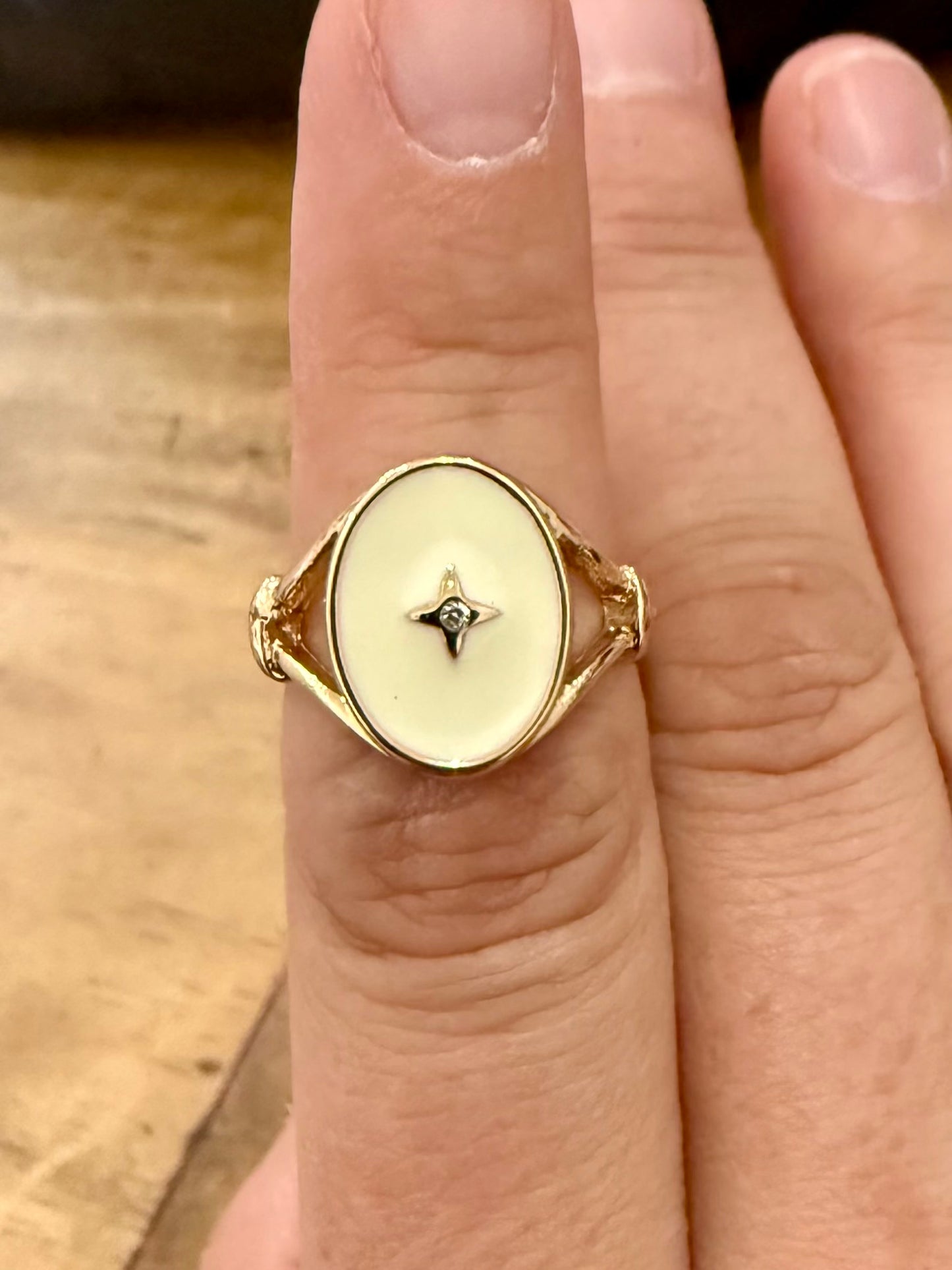 White Oval & Gold Ring