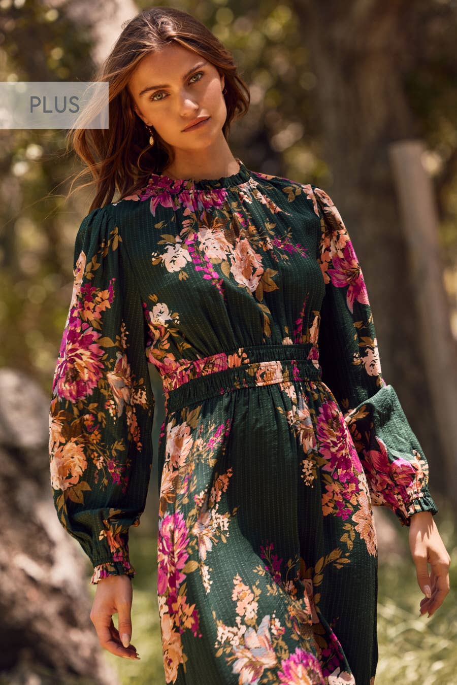 Plus Floral Printed Midi Dress