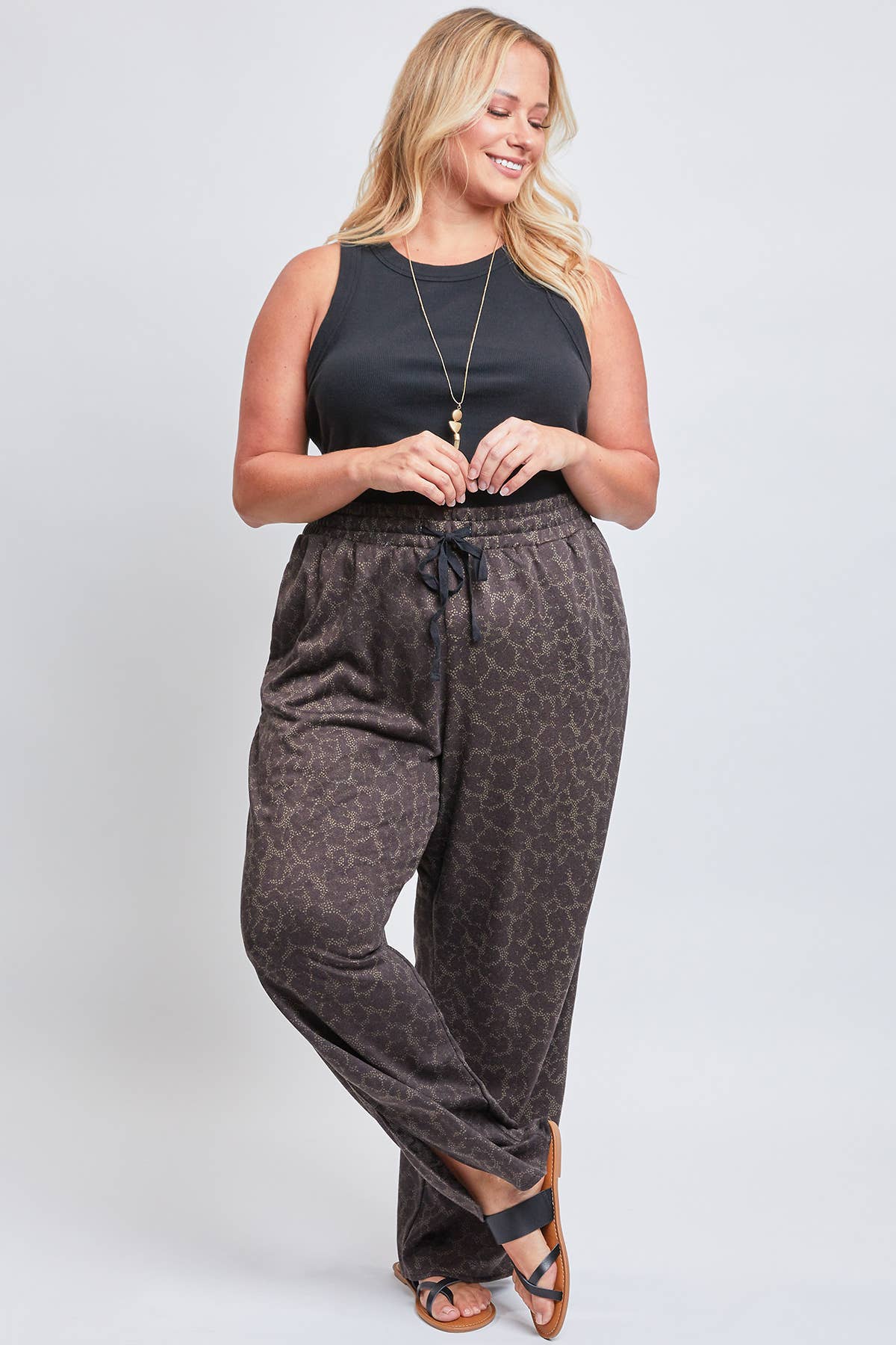 Missy Plus Size Drawstring Wide Leg Pant