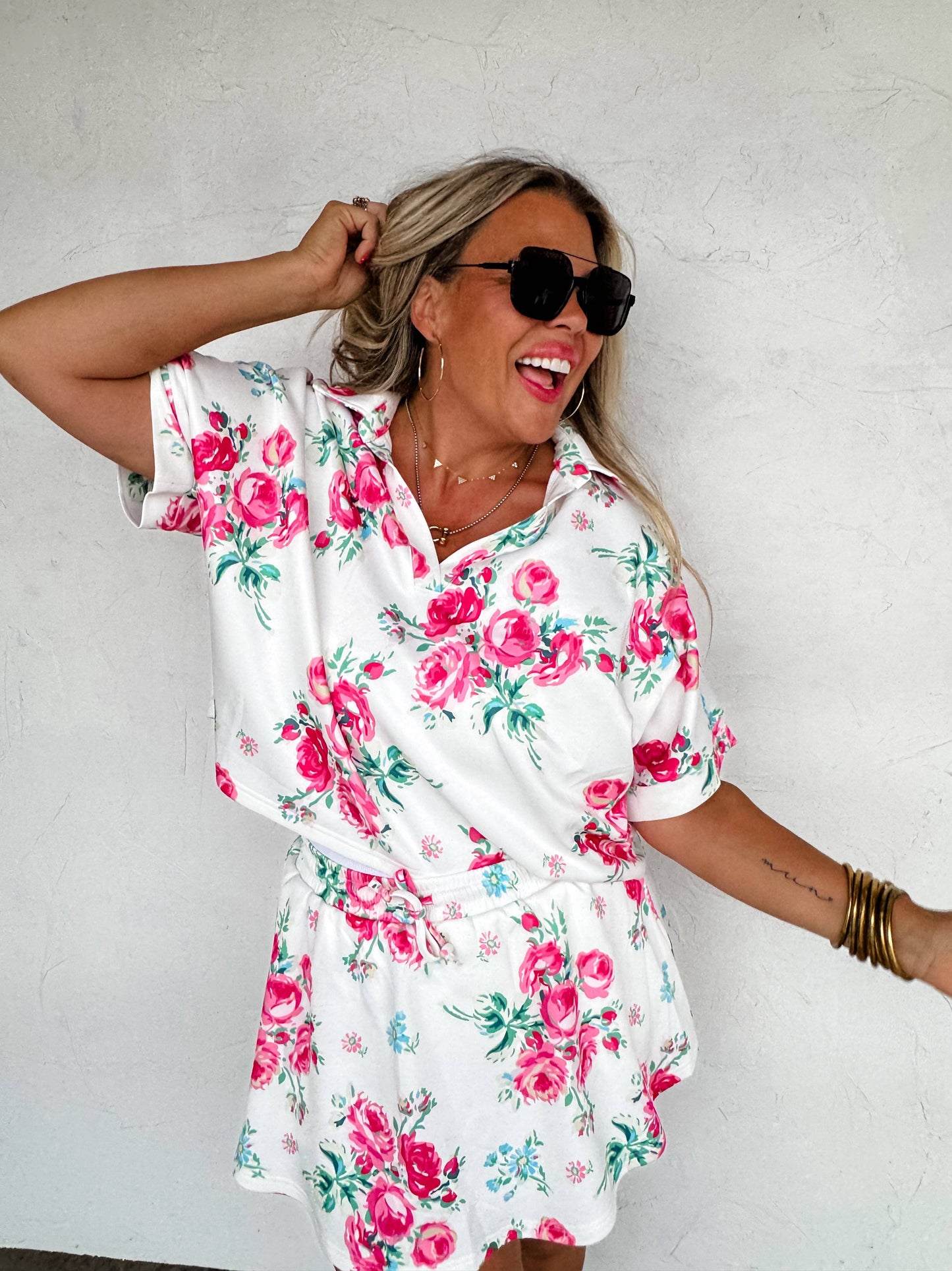 HOT TO SPOT FLORAL SKORT SET