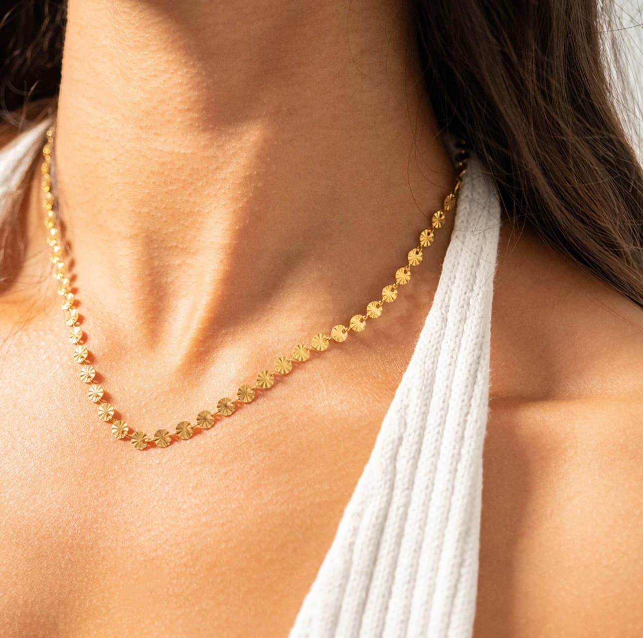 Gianna sunburst chain necklace | 18k gold plated