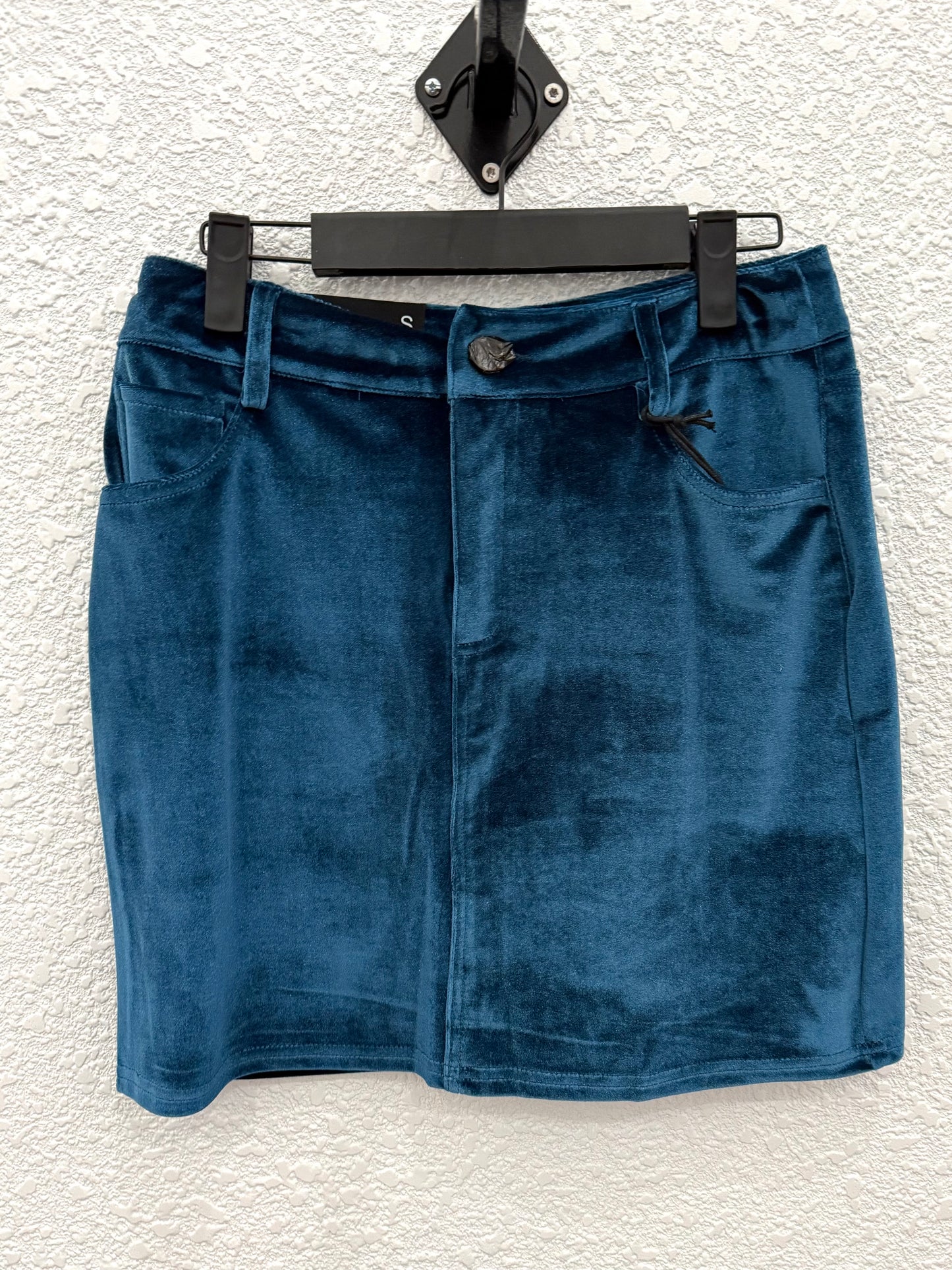 Teal Velvet Pencil Skirt