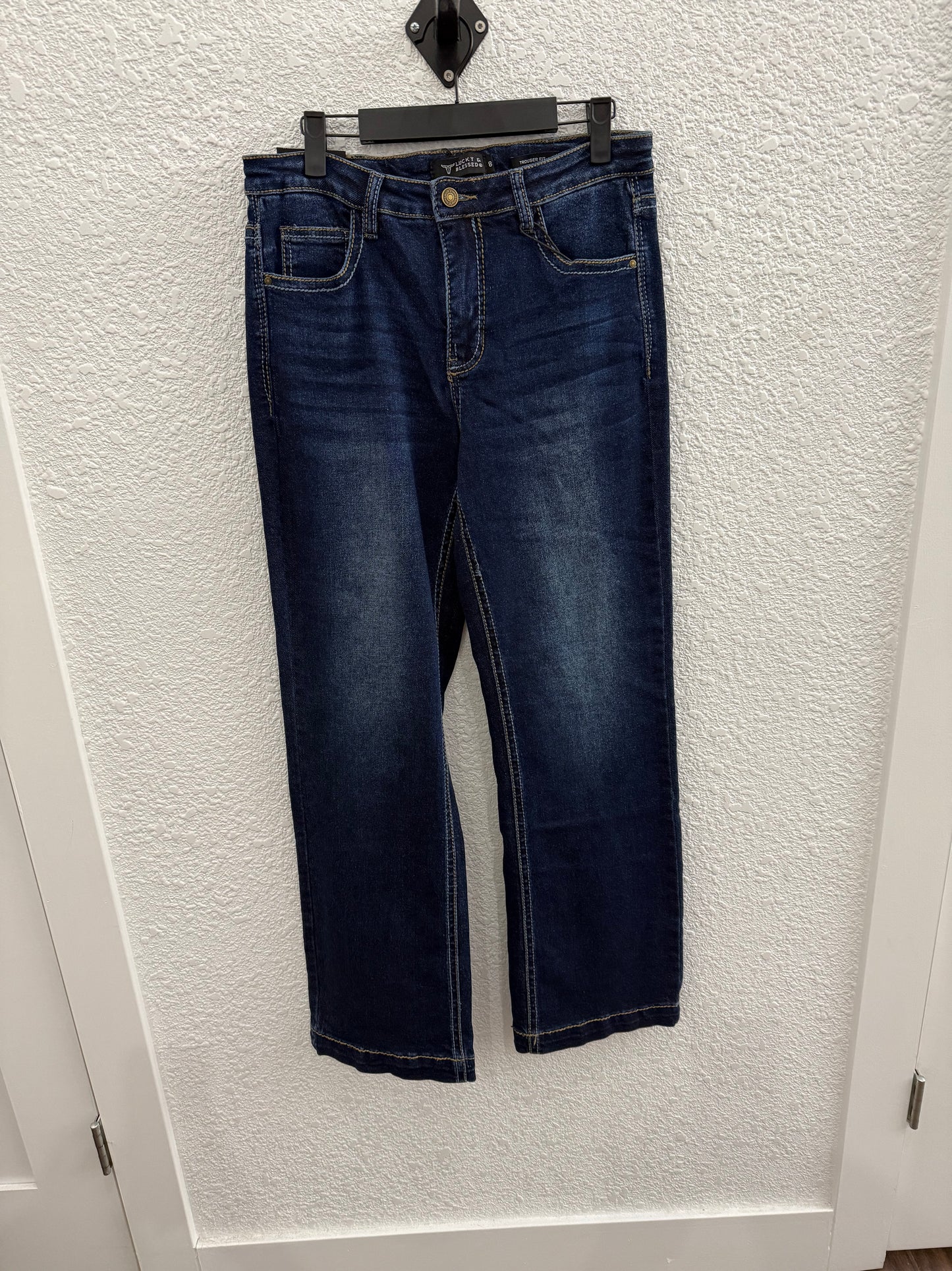 Lucky & Blessed embroidery jeans