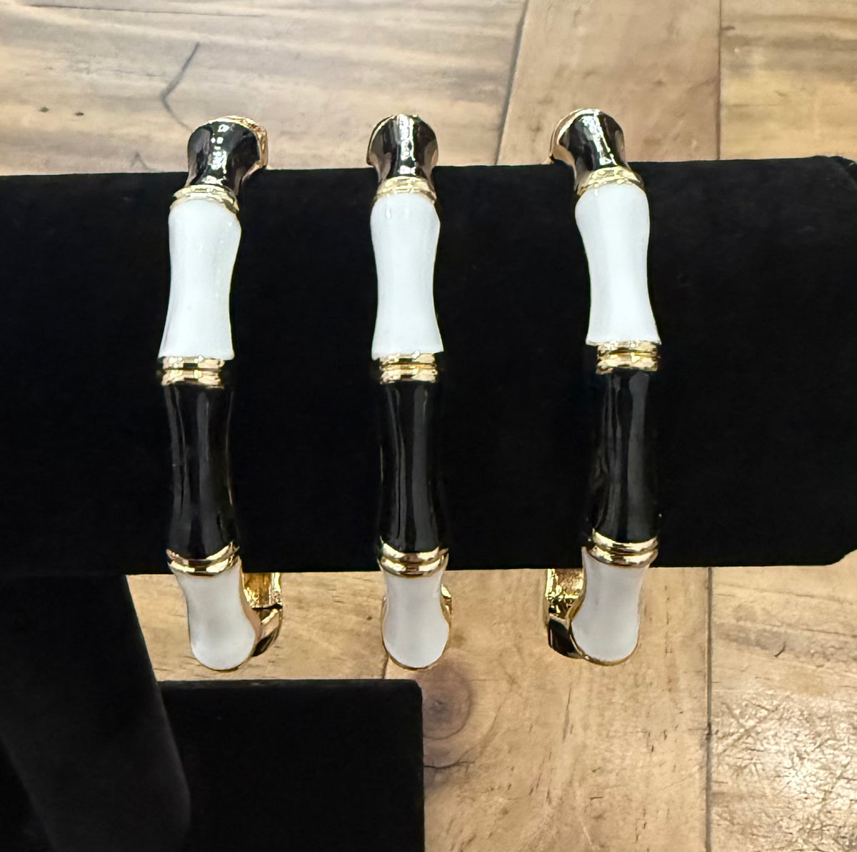 Black,White Gold Bamboo Style Bracelet