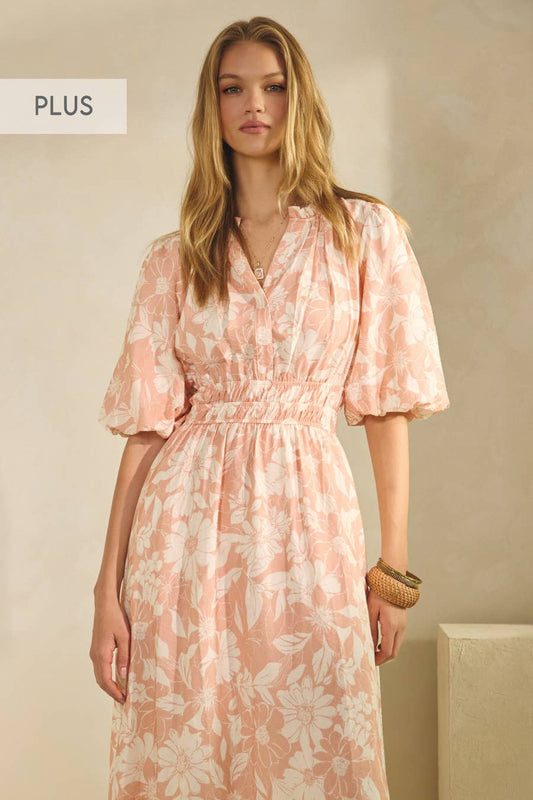 Plus Printed Midi Dress