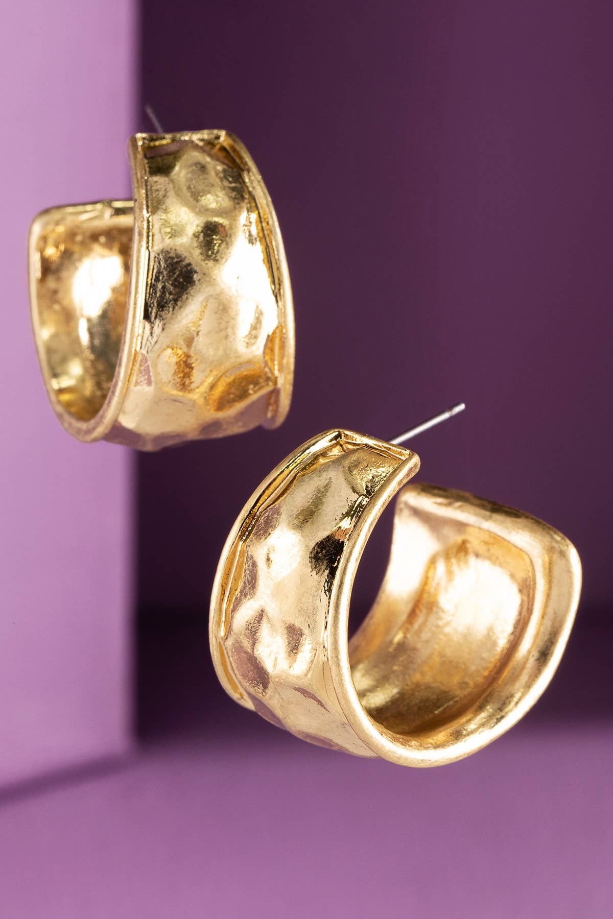 Hypoallergenic Hammered Vintage Metal Hoops