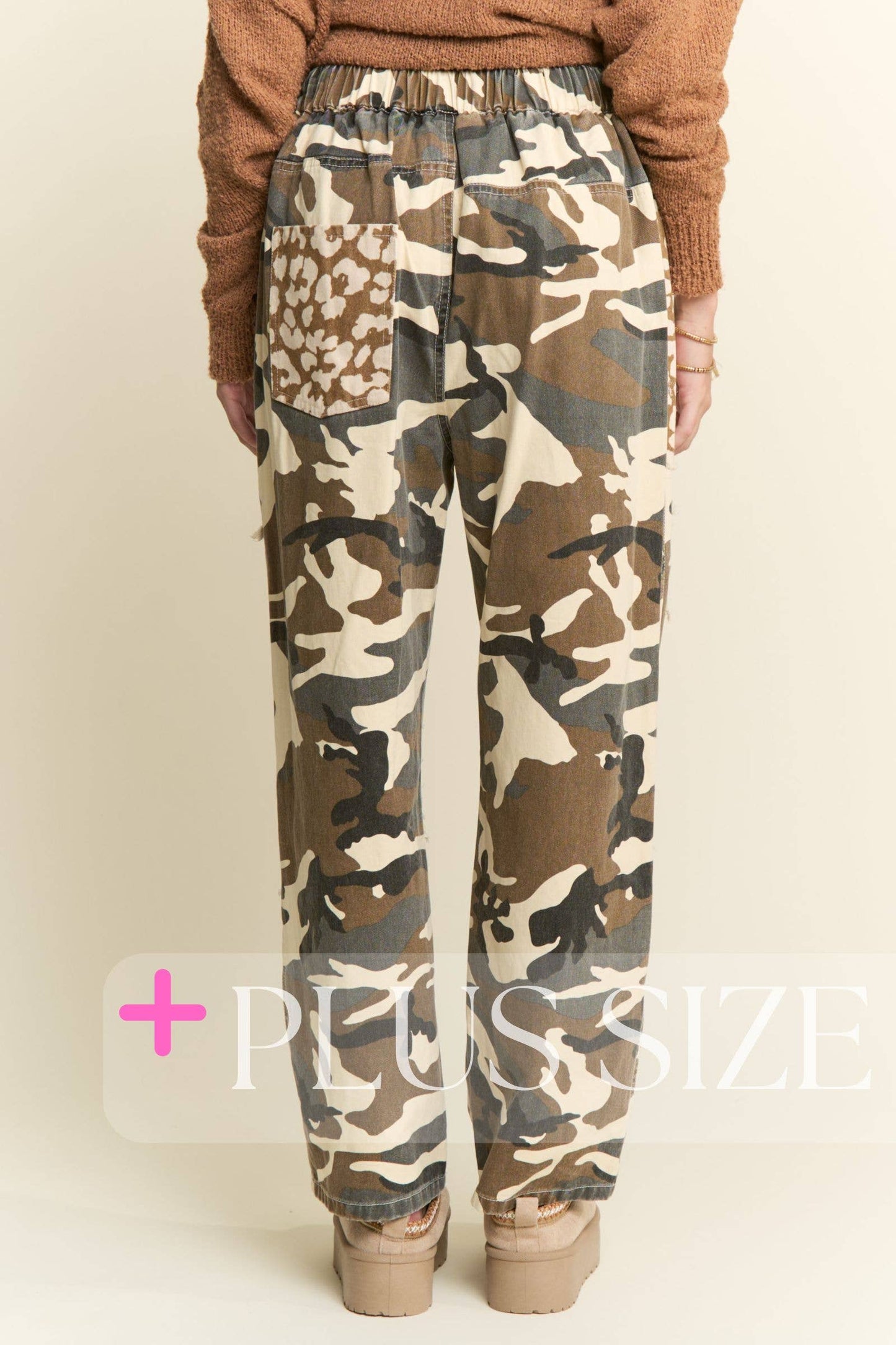 PLUS SIZE ~ LEOPARD & CAMOUFLAGE  PRINT PANTS