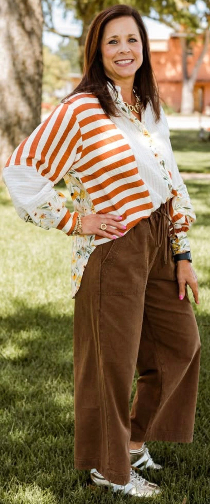 Plus Relaxed Fit Mixed Print Button Down Shirt