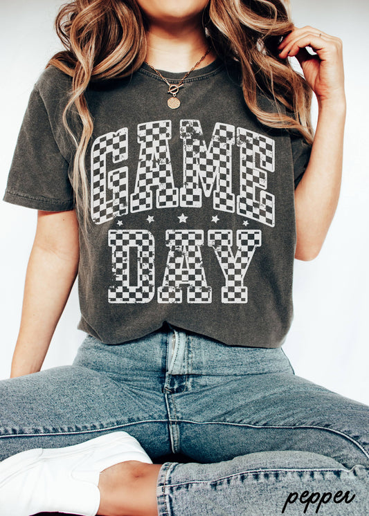 Game Day Checkered Tee *12 Colors (S-3X)