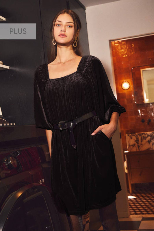 Plus Velvet Mini Dress