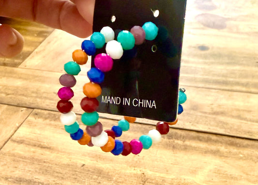 Multi colored hoop bead earrings
