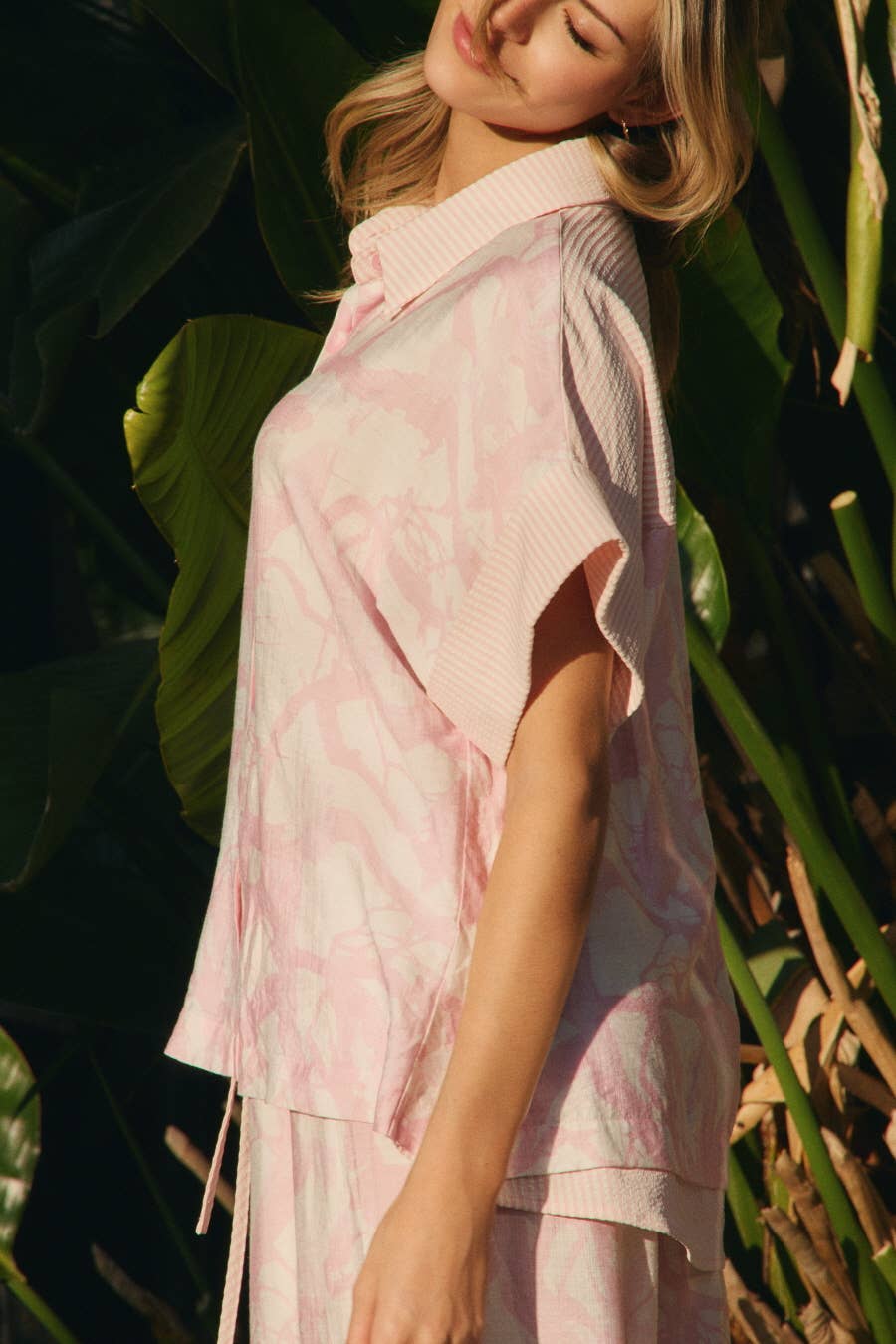Relaxed Short-sleeve Top & Wide-leg Pants Set