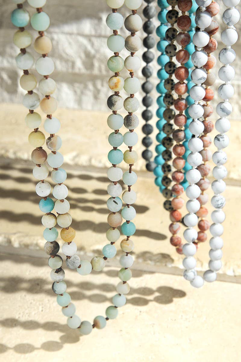 Semi Precious 8mm Long Necklace