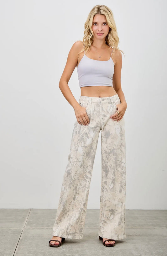 Light Camo Wide Leg Jeans