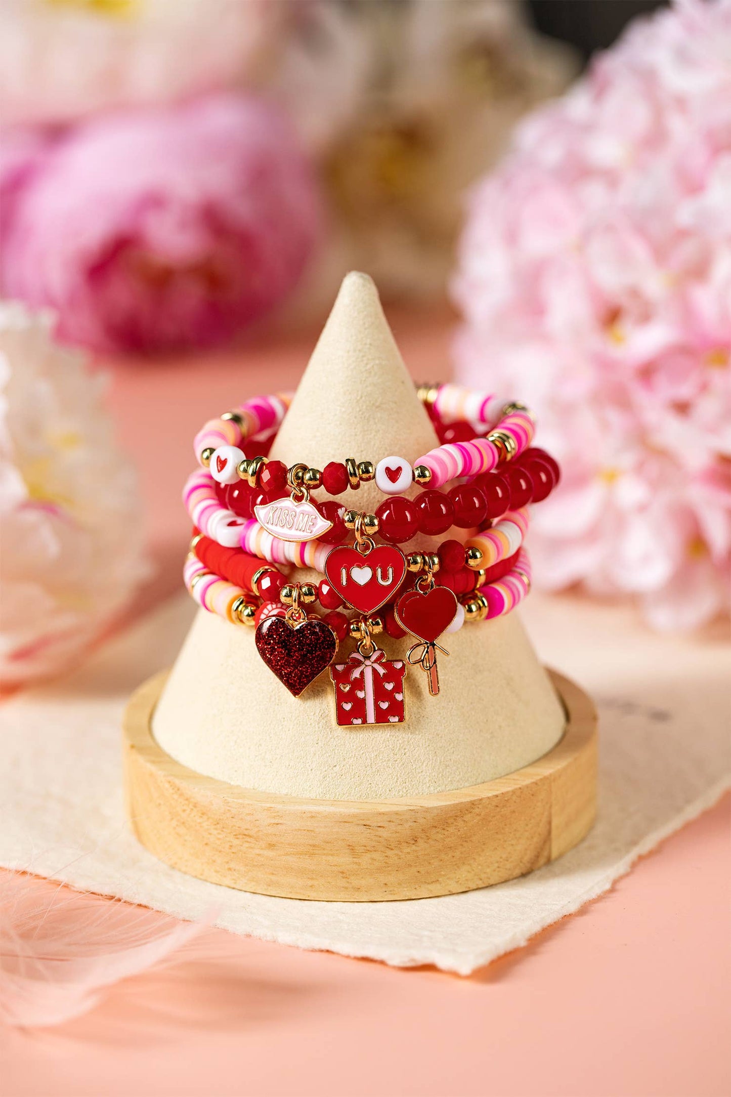 Multi 5pcs I Love U Valentines Day Sweet Bracelet Set