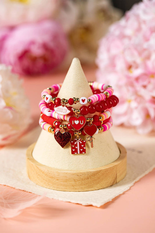 Multi 5pcs I Love U Valentines Day Sweet Bracelet Set
