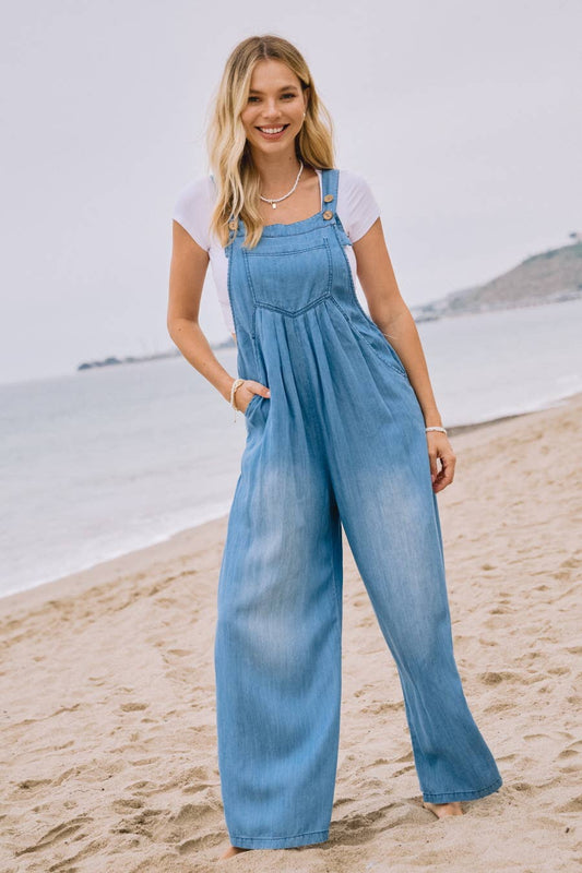 Washed Chambray Overall Jumpsuit
