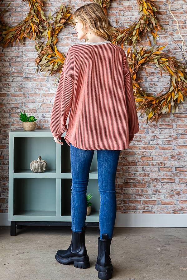 [PLUS SIZE] Everyday Rib Top with Lace Detail T5305XL