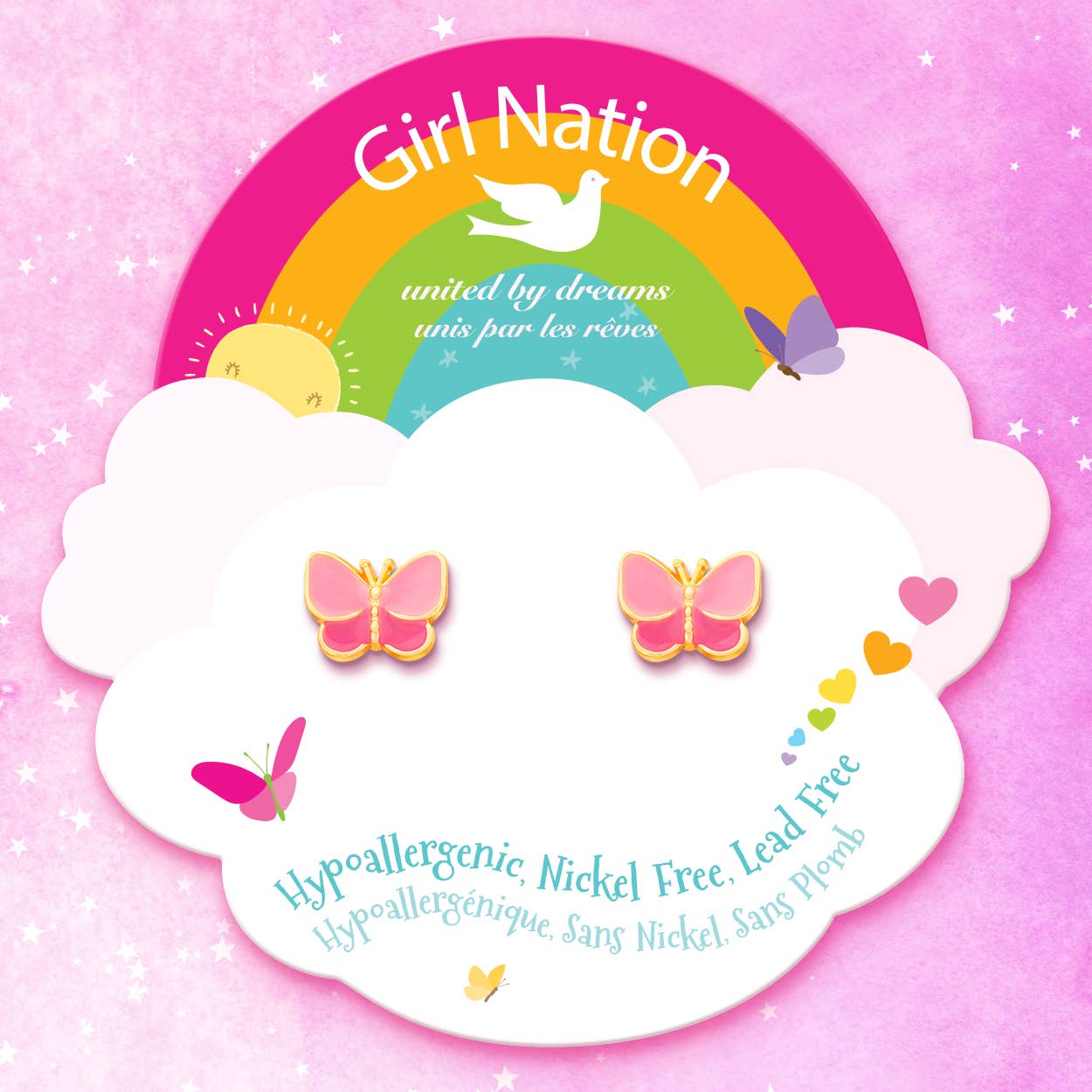 Sweet Pink Butterfly | Cutie Stud Earrings for Girls