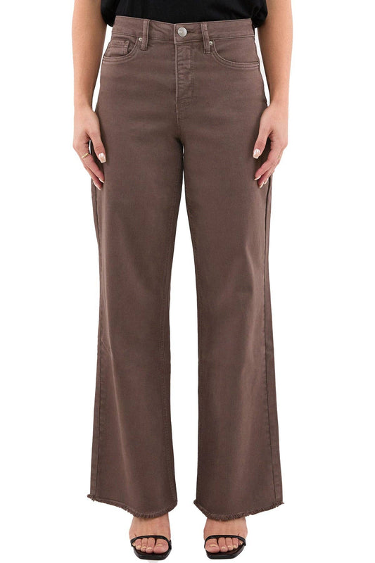Plus Size Chloe High Rise  Frayed Wide Leg Pants