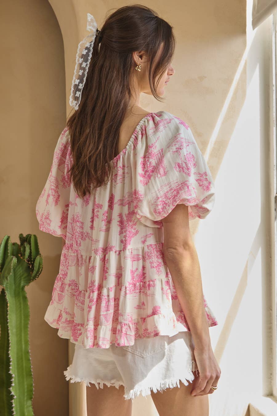 Toi De Paris Printed Tired Blouse
