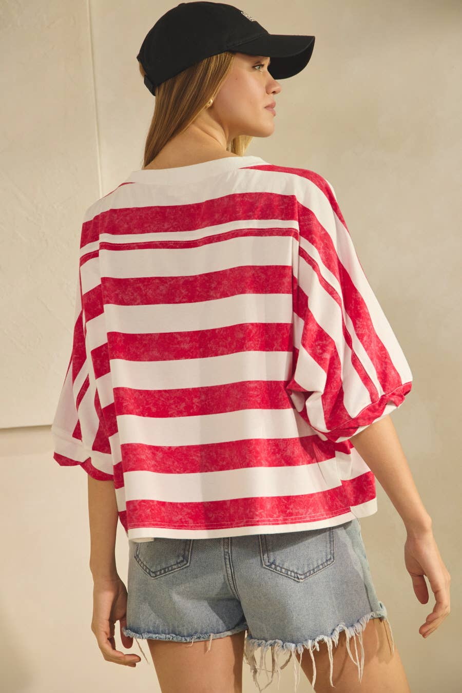 Plus Stripe-patterned Oversized Top