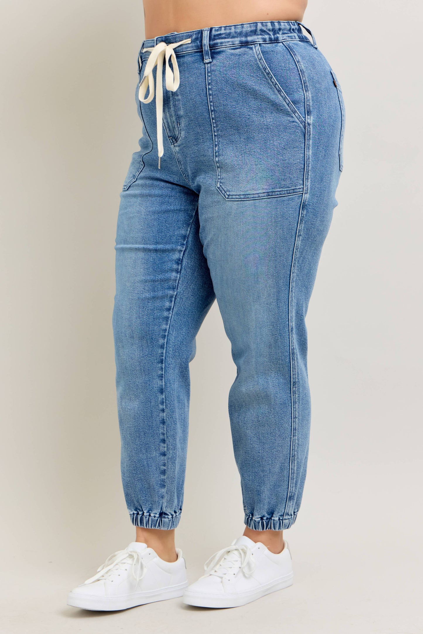 High Waisted Denim Jogger - PLUS