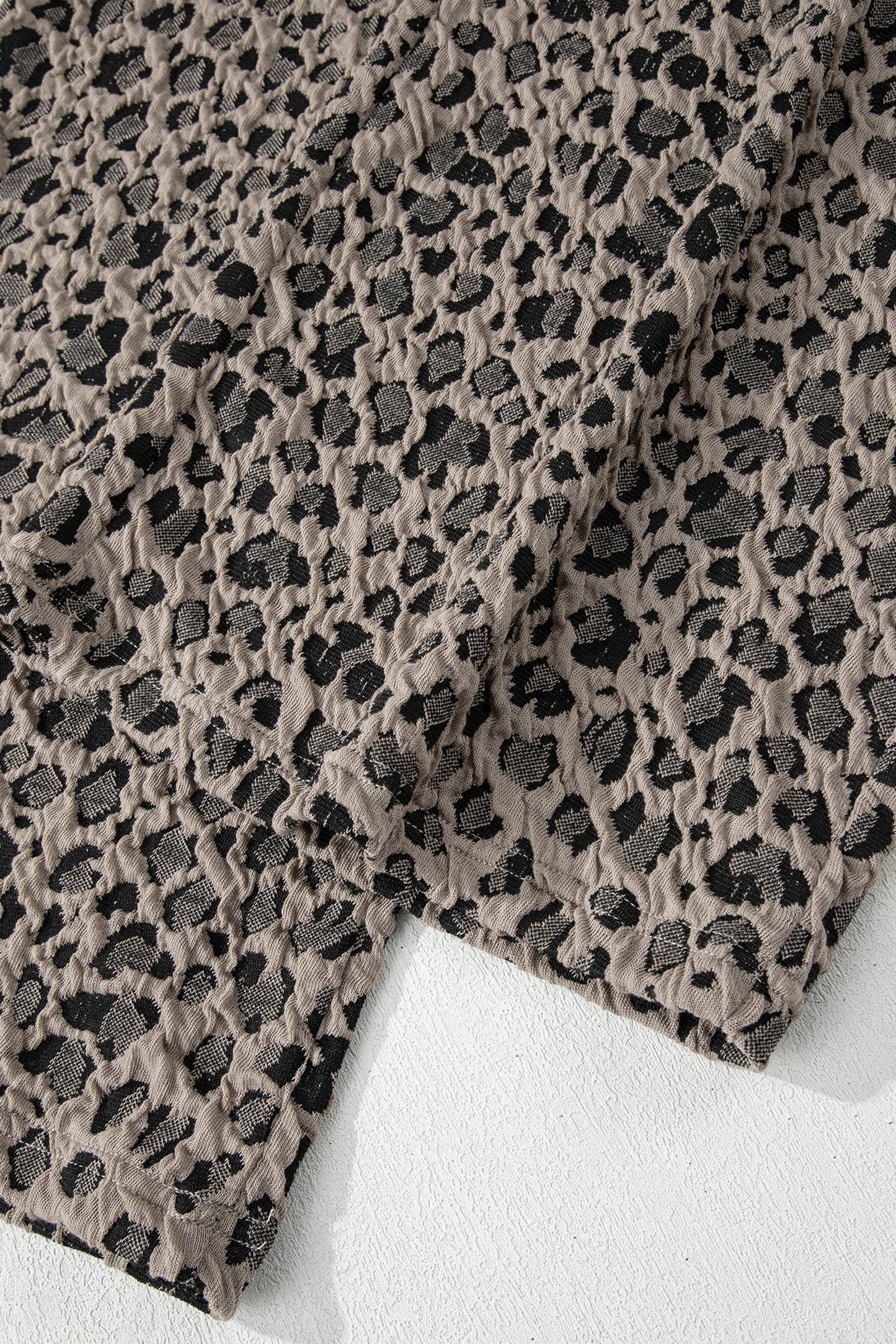 Jacquard Leopard Half Sleeve Jumper Wide Leg Pant Set (S-XL)