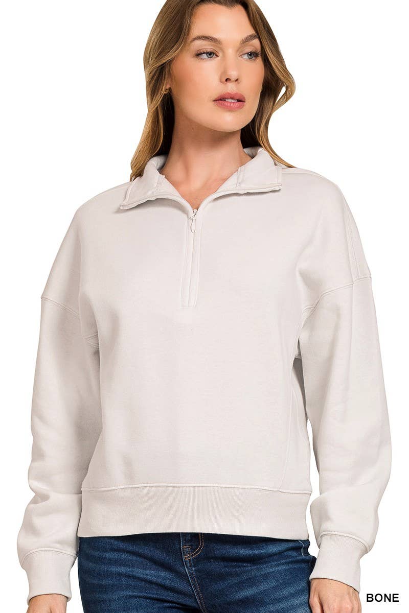 Fleece High Neck Half Zip Sweatshirts