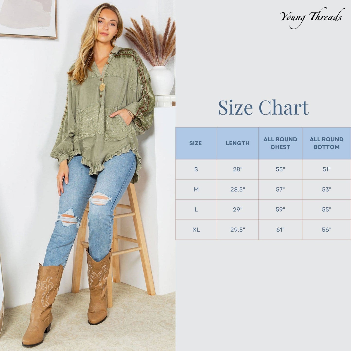 Bohemian Elegance: Stonewashed Rayon Top