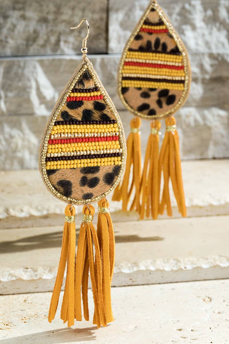Seed Bead and Tassel Earrings