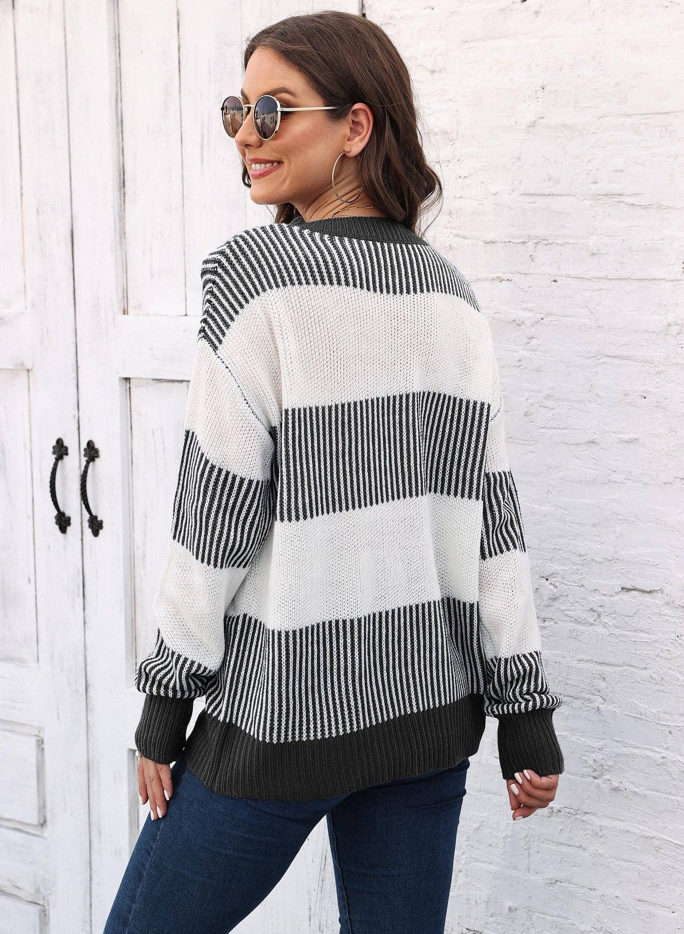 Plus Size Colorblock Striped Sweater | Cozy Fall/Winter Knit