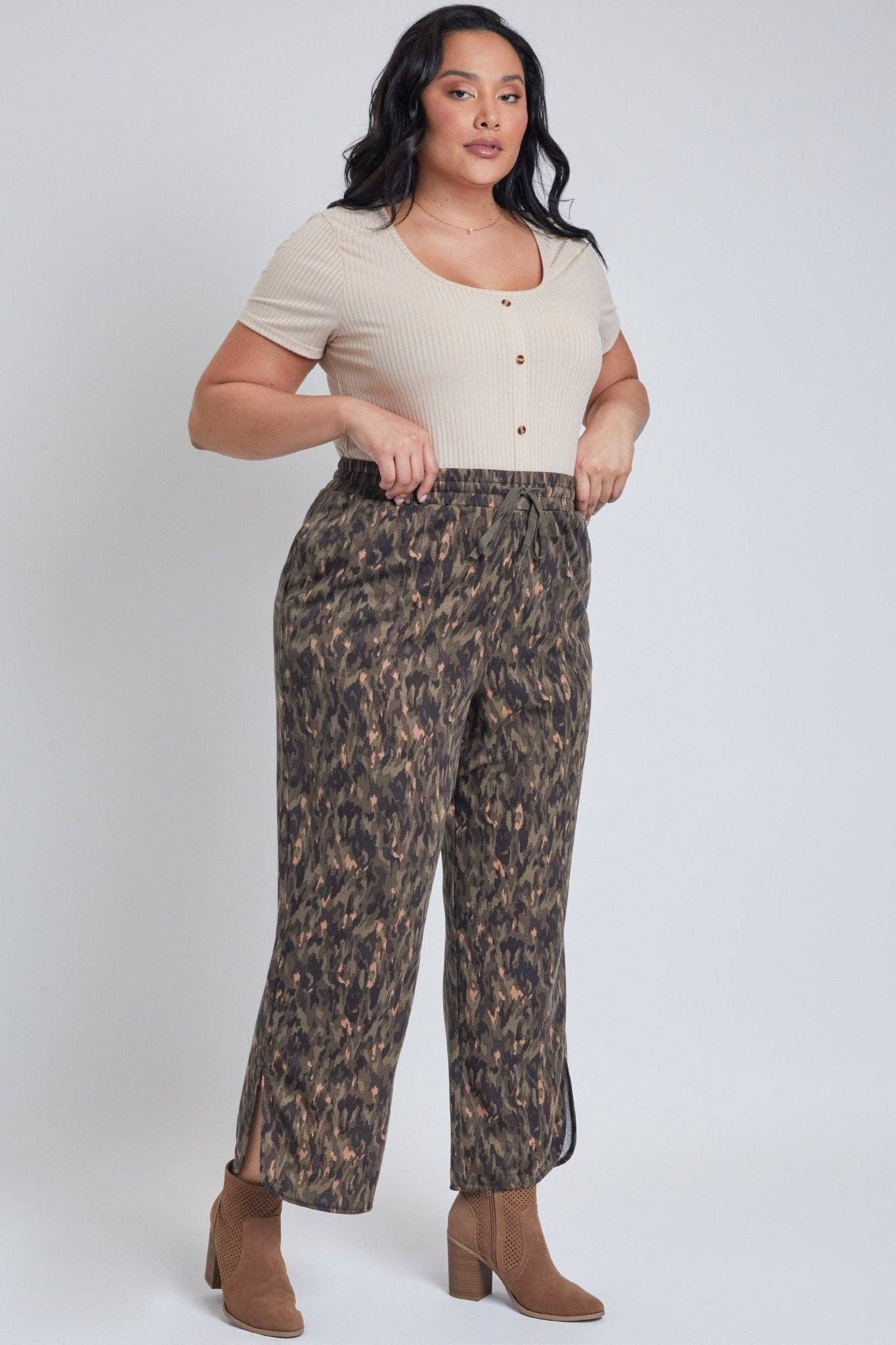 Missy Plus Size Drawstring Wide Leg Pant