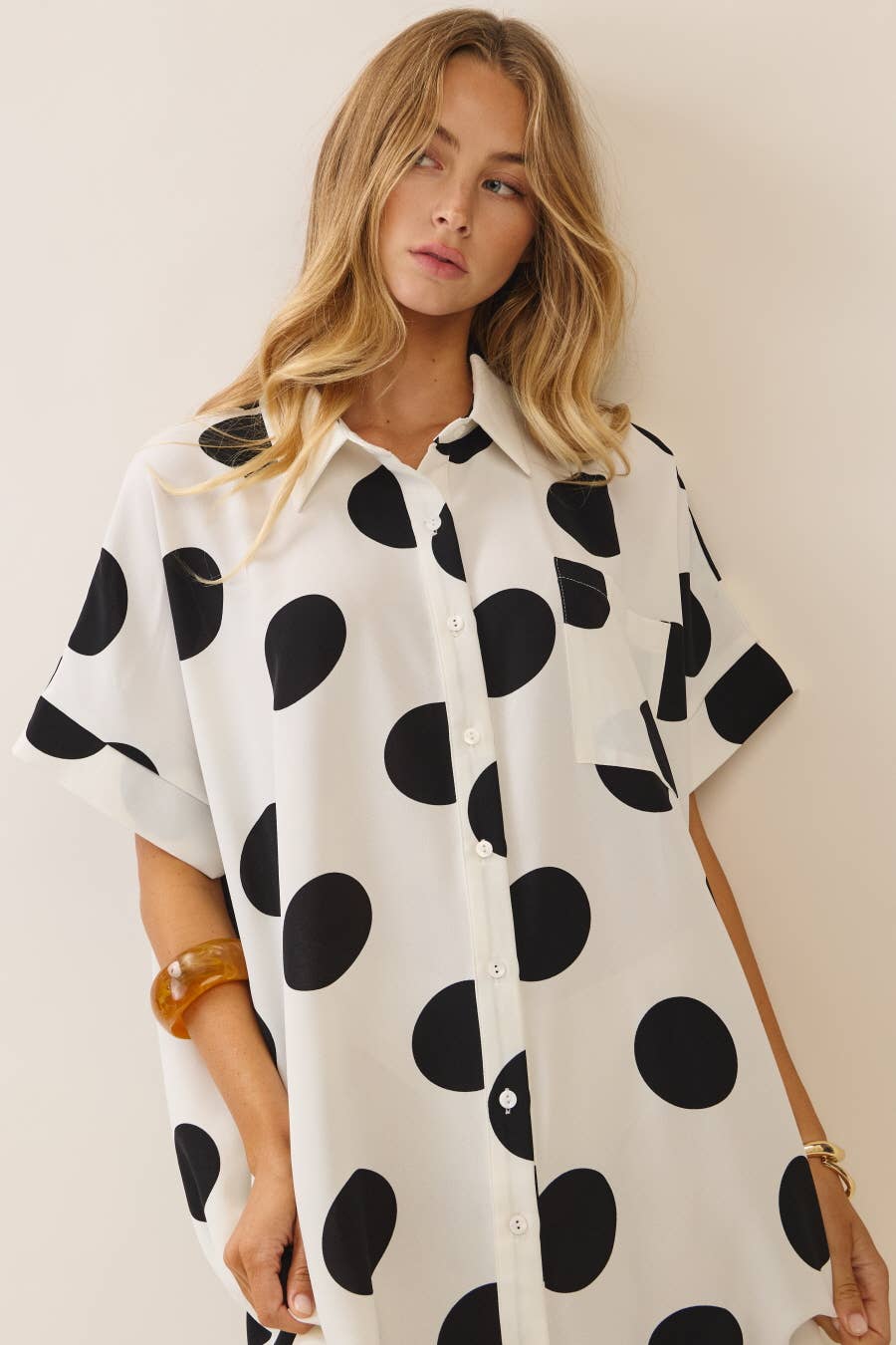 Short Sleeve Polka Dot Dress