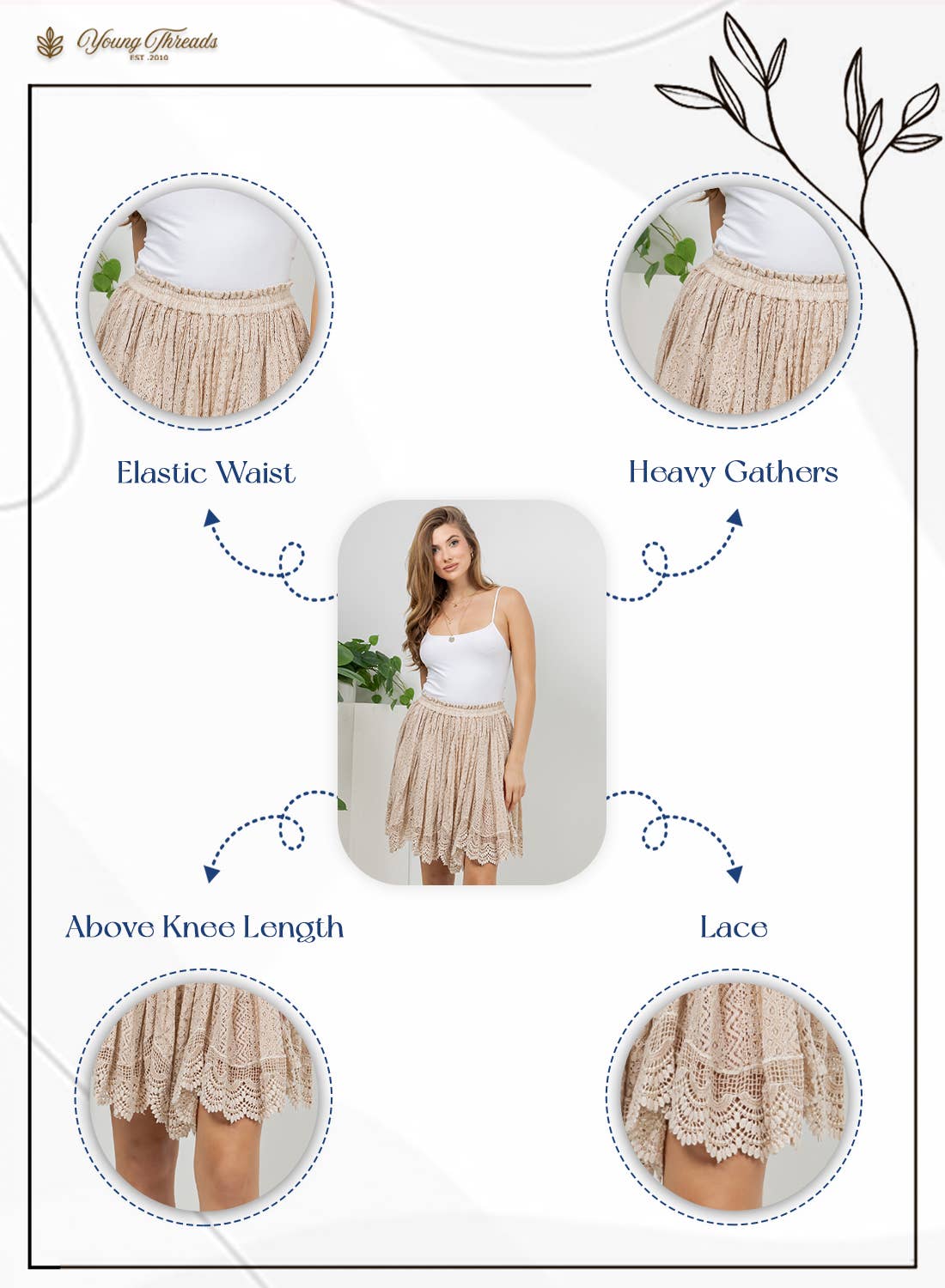 Desert Dream Festival Skirt Gathered Lace Mini - New Arrival