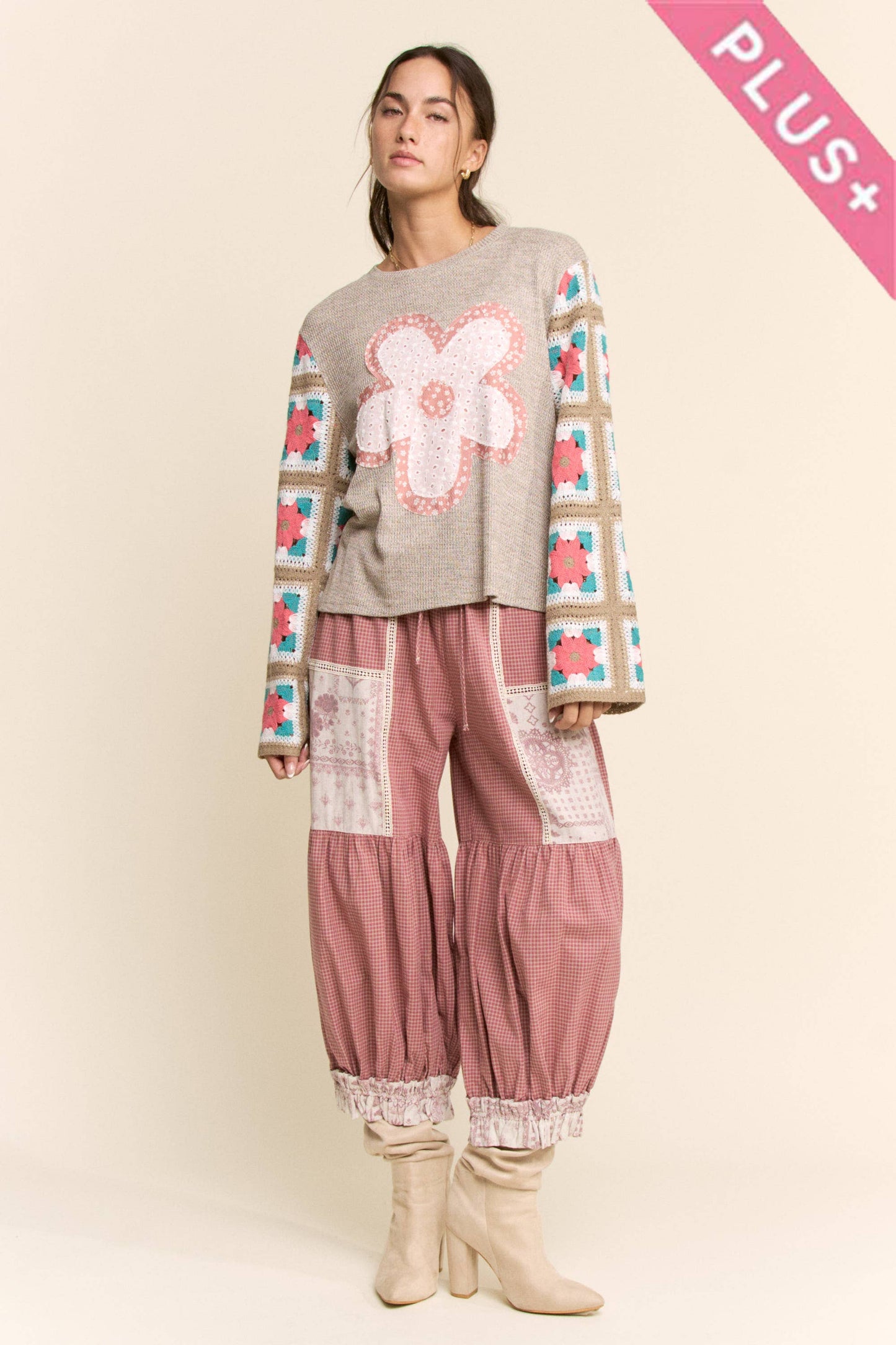 CONTRAST PATCHWORK BLOOMER PANTS