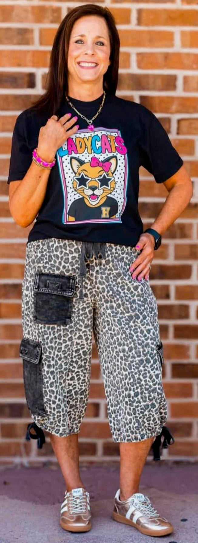 Washed Cheetah Print Cargo Shorts