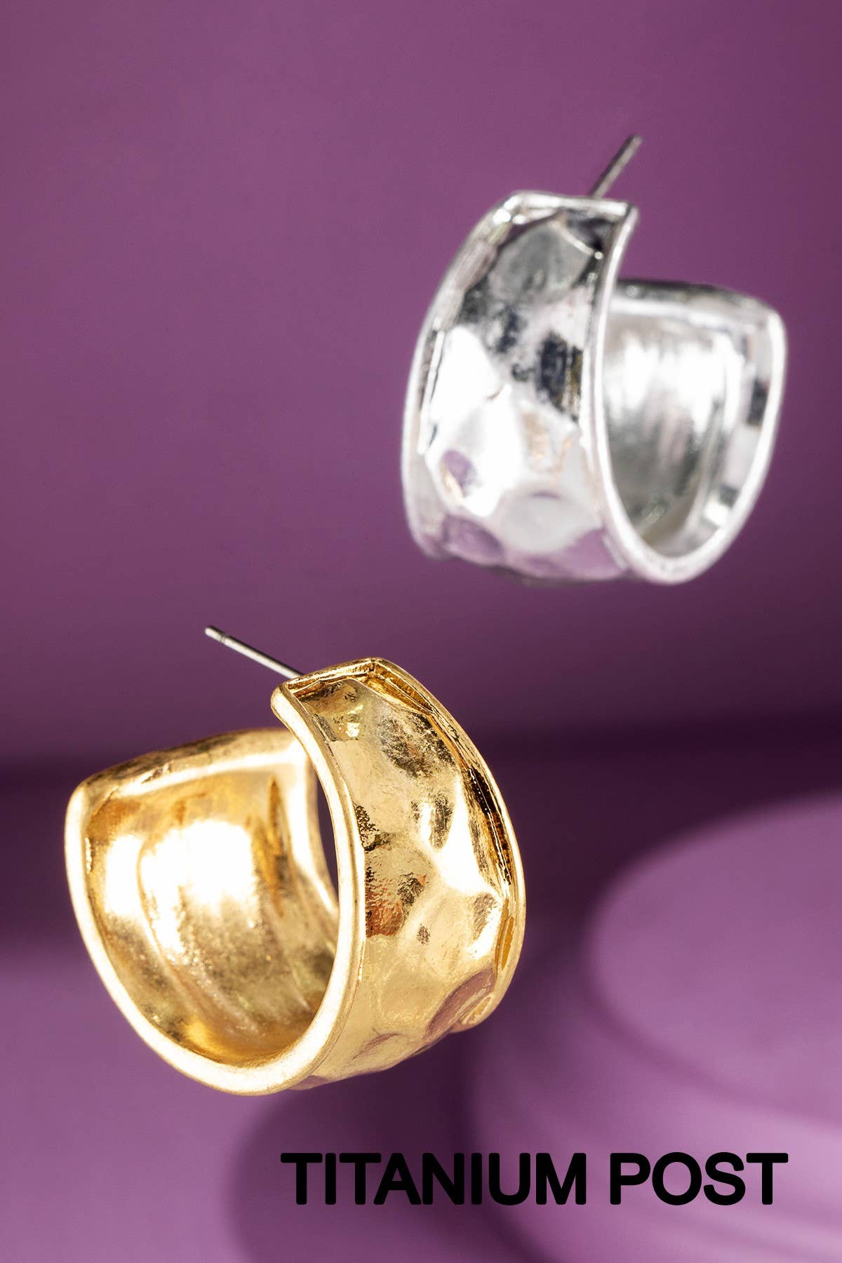 Hypoallergenic Hammered Vintage Metal Hoops